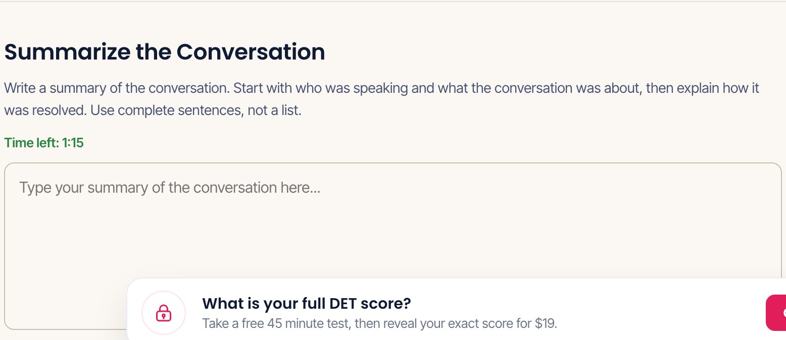The summary box that opens after the conversation