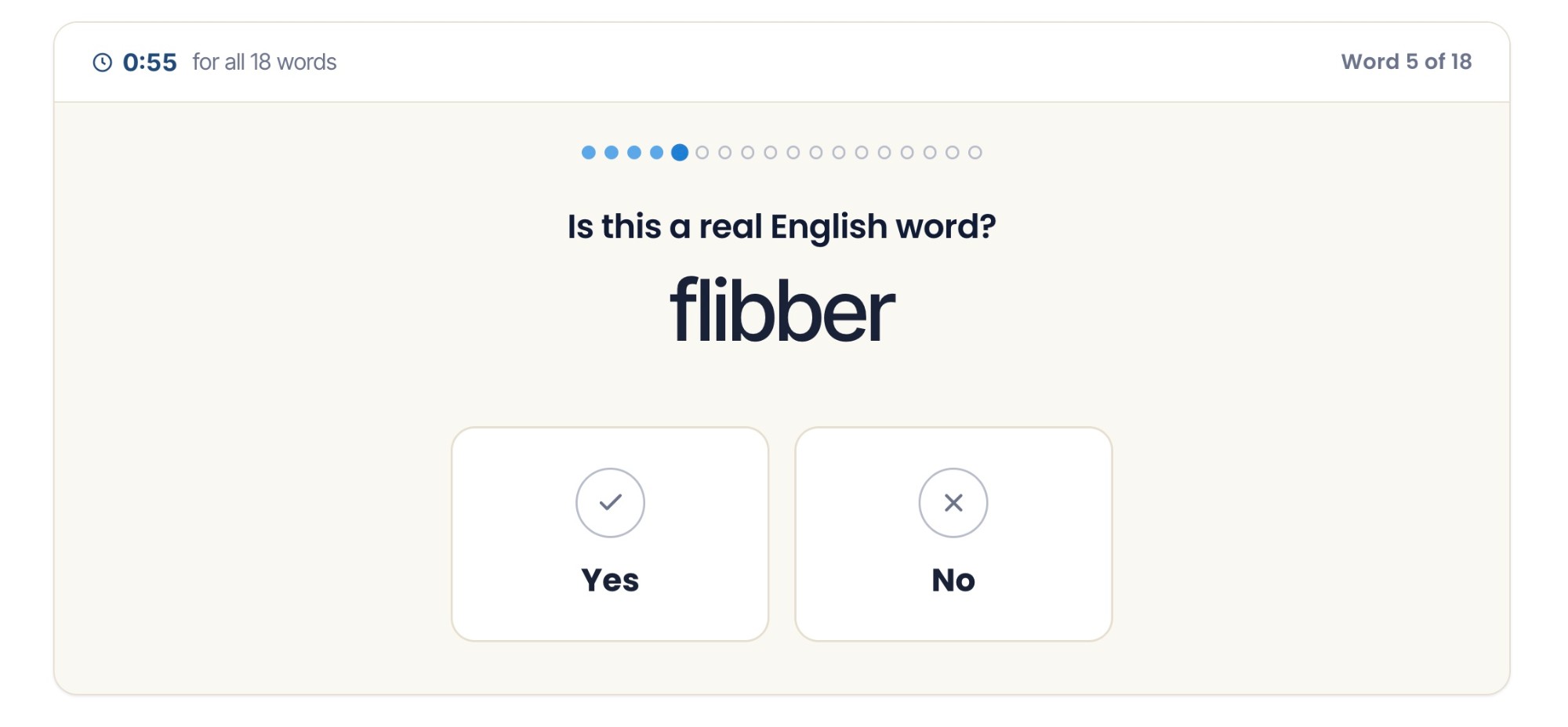 Duolingo Read and Select fake word (flibber) screen