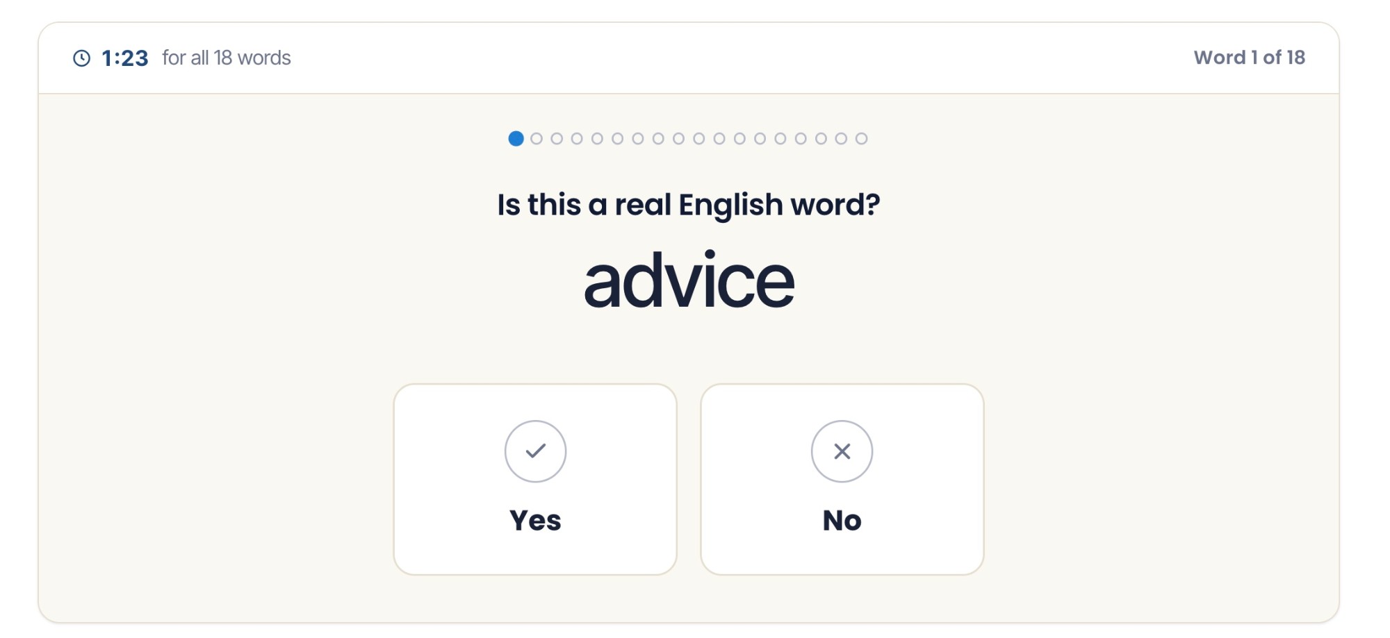 Duolingo Read and Select real word (advice) screen