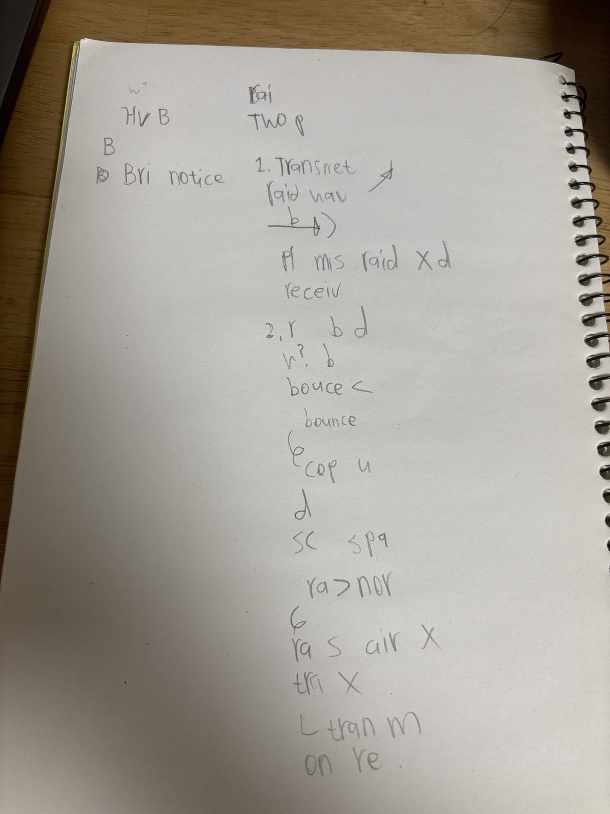 Page 2 of the same lecture, fragments and unreadable marks increasing toward the end