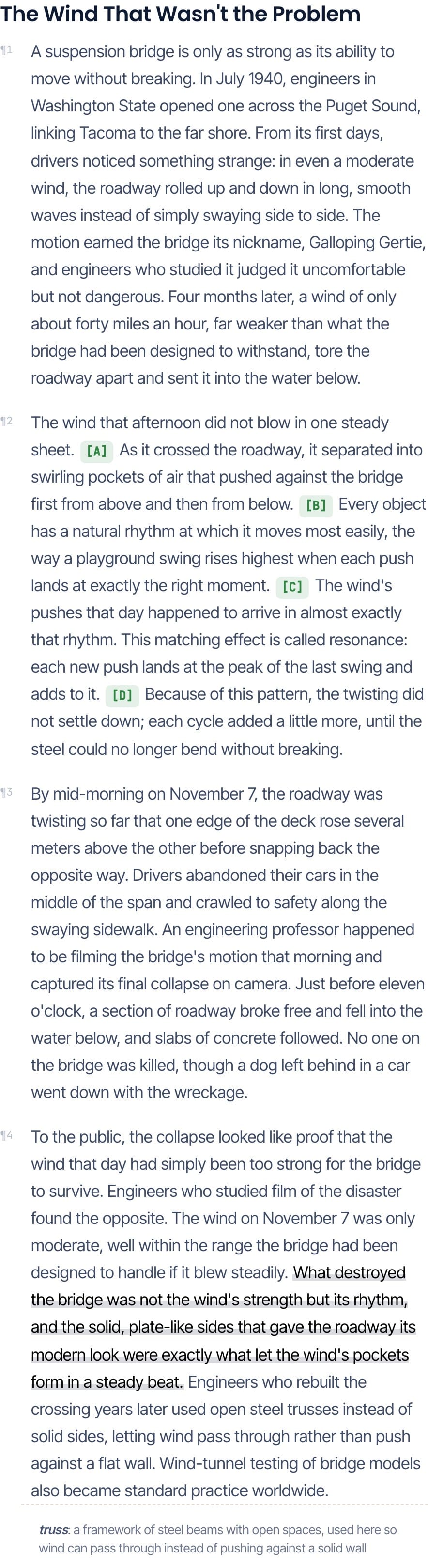 TOEFL Academic Passage reading screen