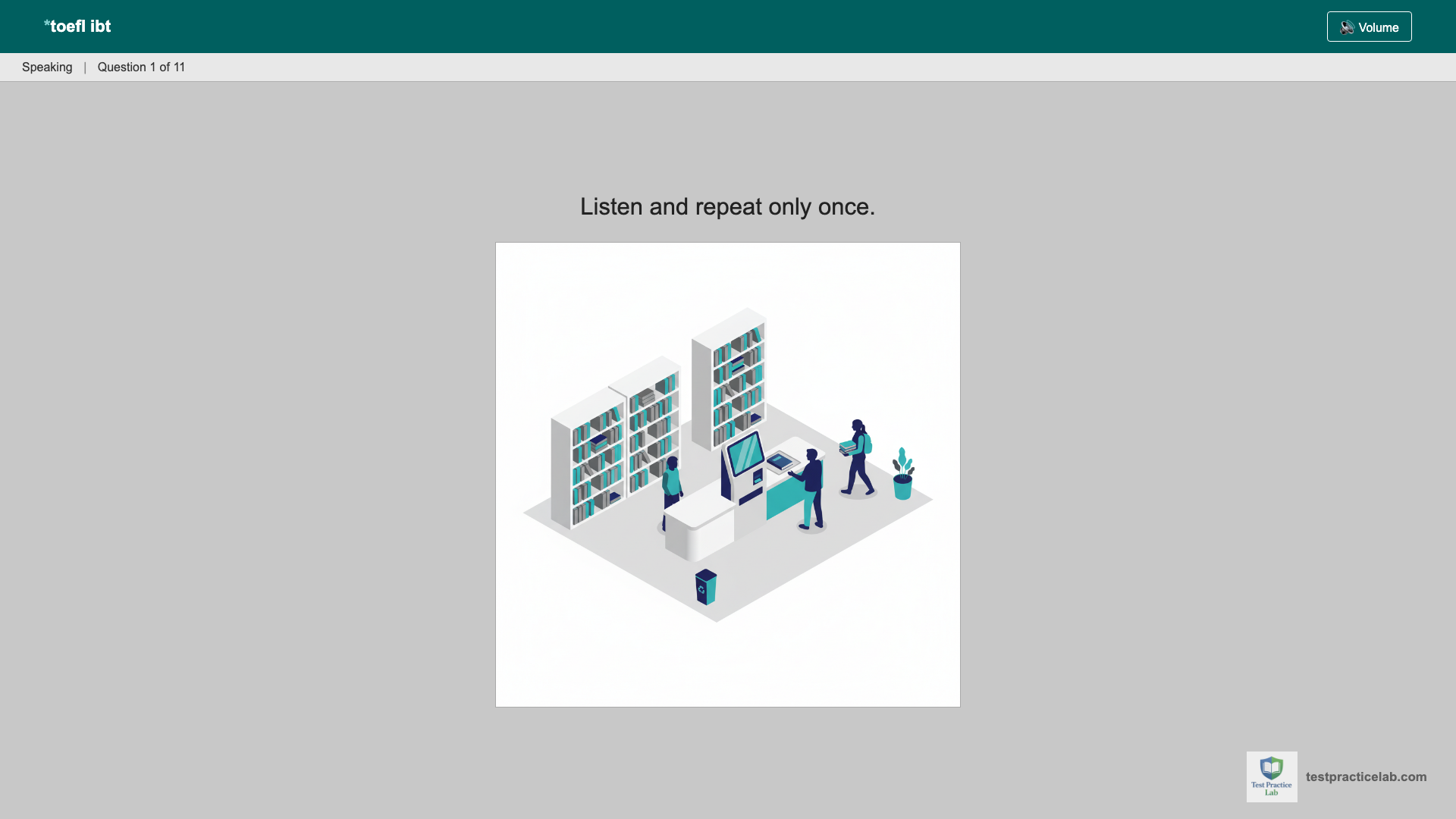 TOEFL Speaking test screen