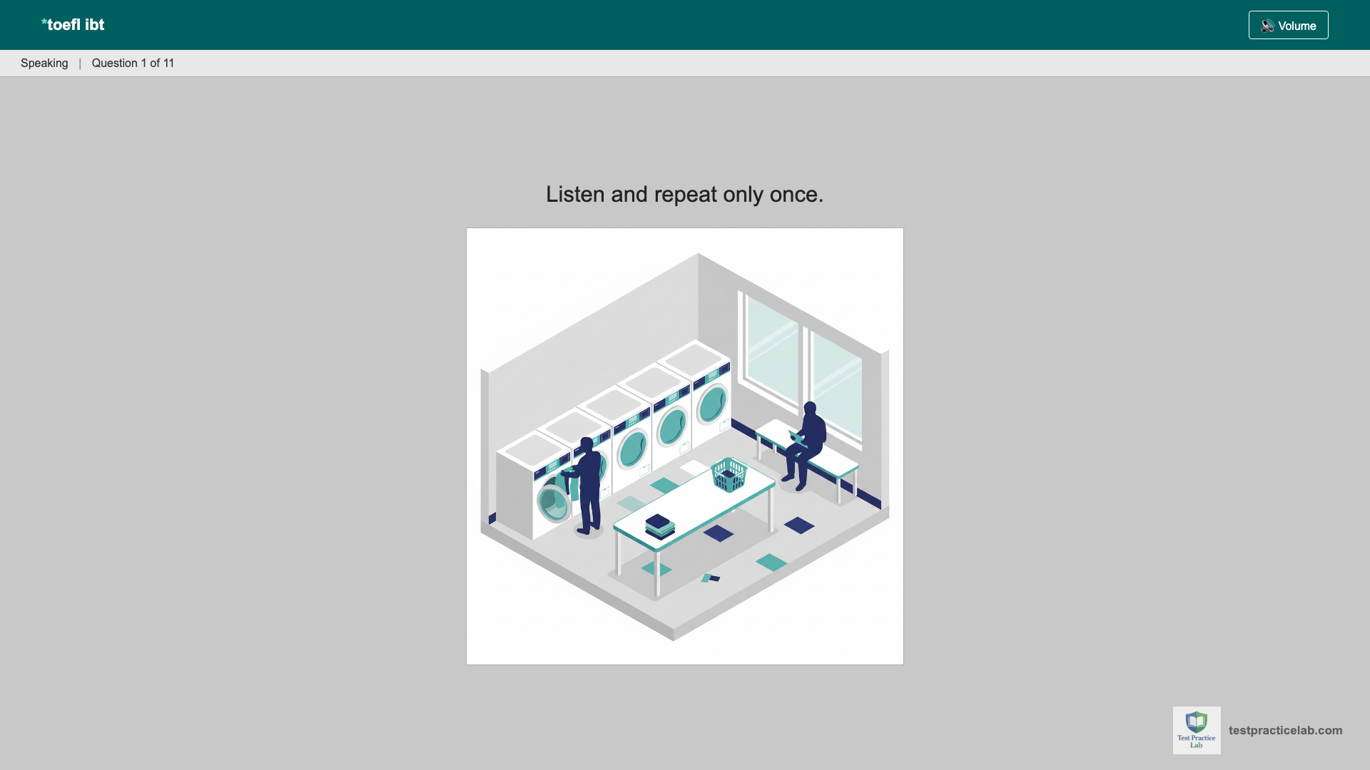 TOEFL Speaking test screen