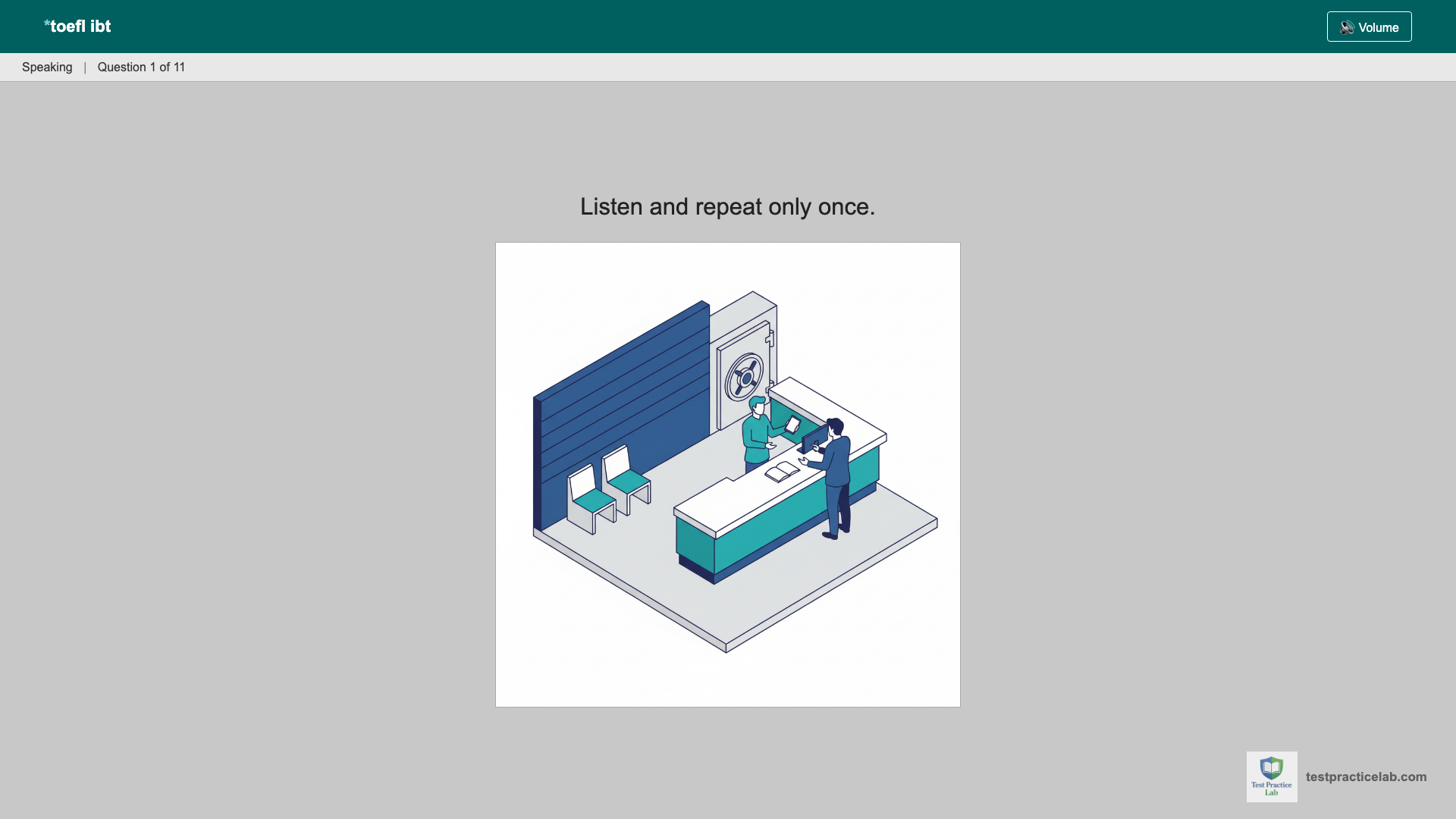 TOEFL Speaking test screen