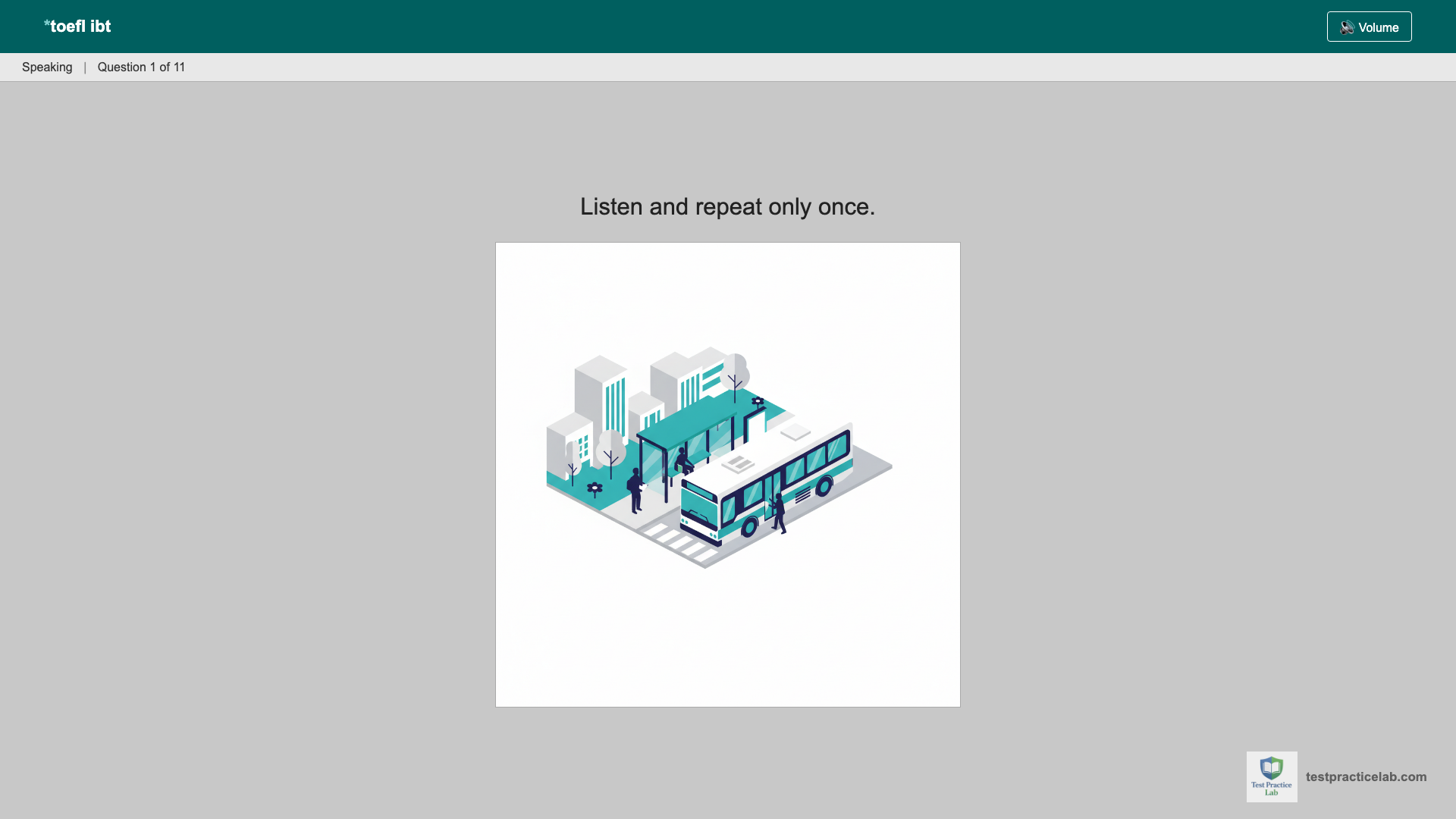 TOEFL Speaking test screen