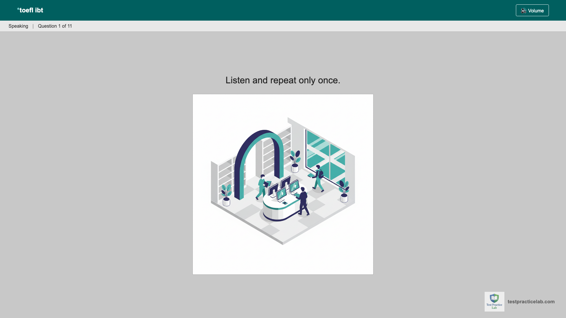 TOEFL Speaking test screen