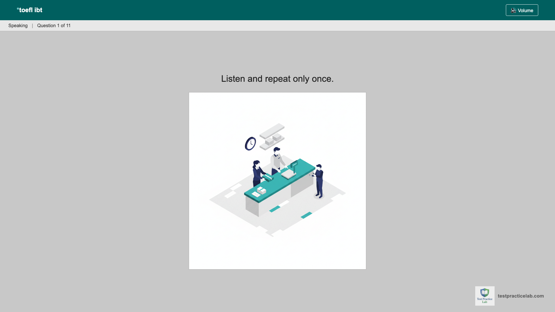TOEFL Speaking test screen