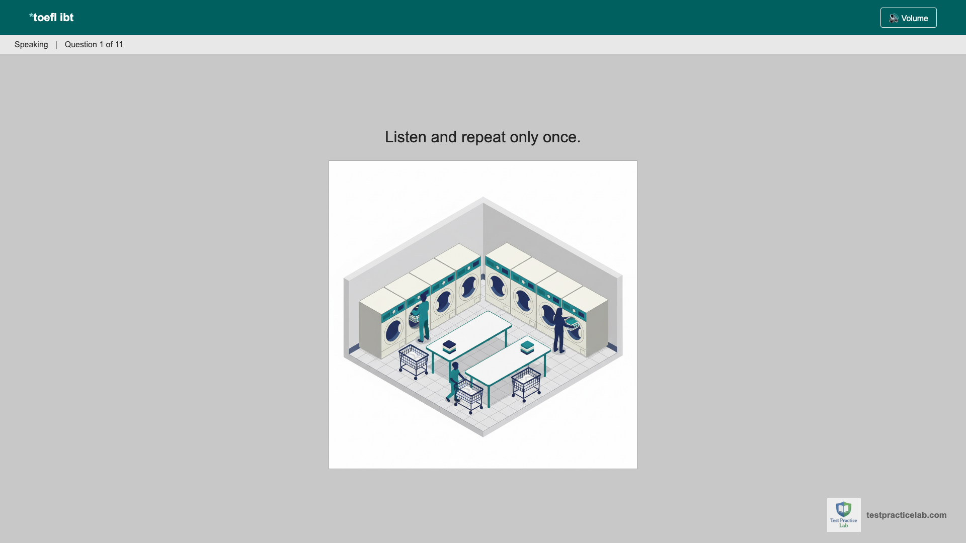 TOEFL Speaking test screen