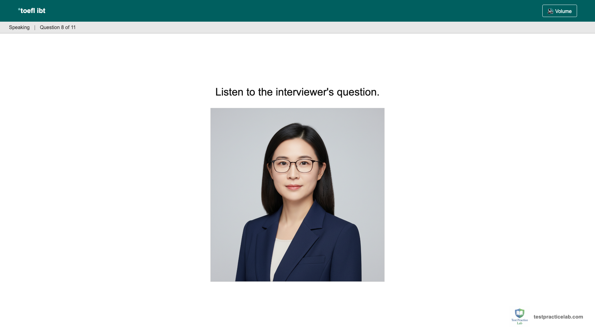 TOEFL Speaking test screen