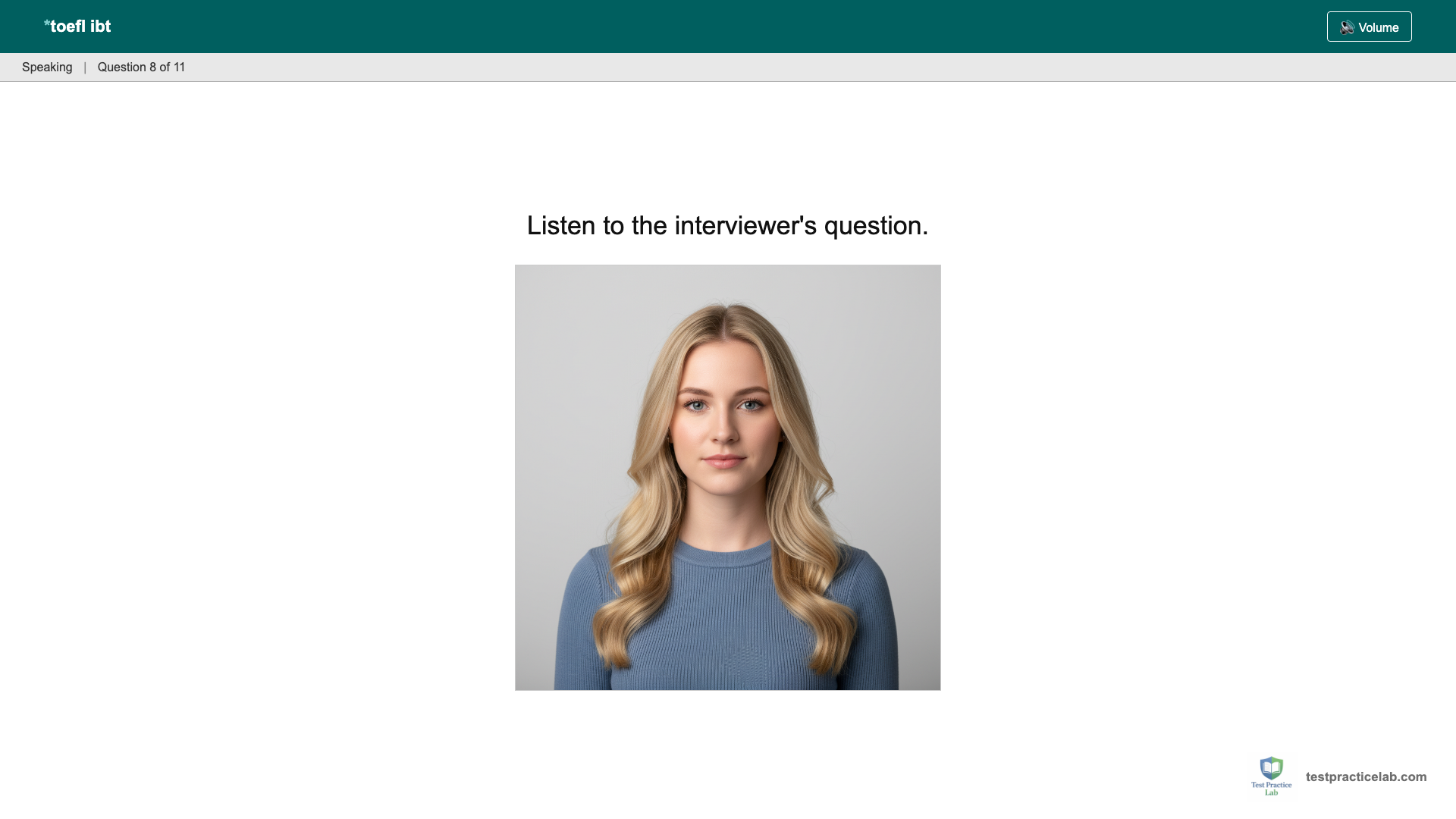 TOEFL Speaking test screen