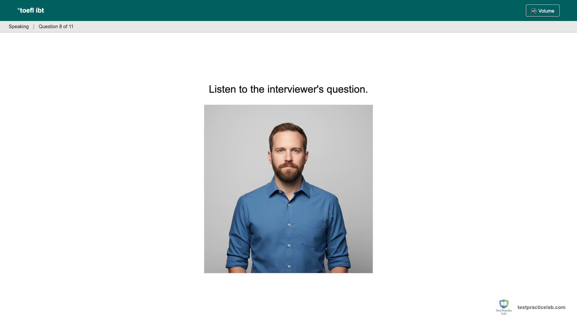 TOEFL Speaking test screen