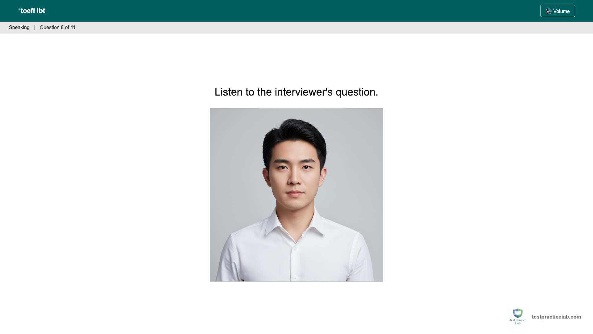 TOEFL Speaking test screen