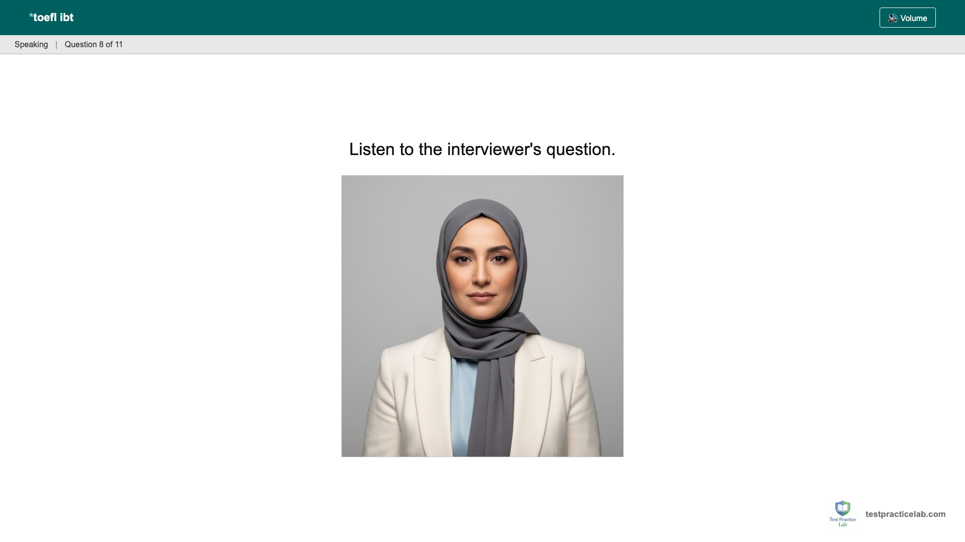 TOEFL Speaking test screen